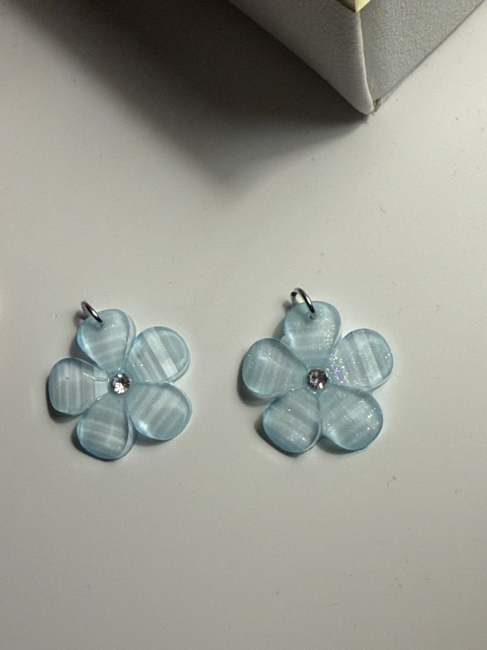 Blue Flower Pendant Pair with Crystal Accent - Women Jewelry